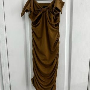 Runched mini brown dress